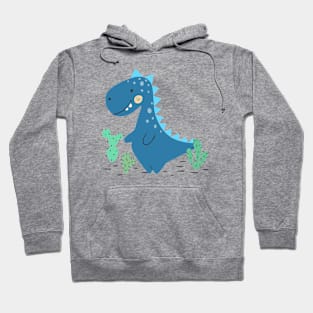 BlueT-Rex Dinosaur with Cactuses Hoodie